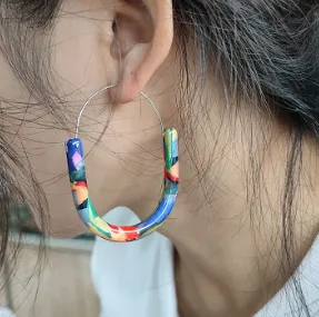 NEW Multi Colors Hoop Earrings For Women U Style Resin Fashion Jewelry Holiday Accessories, Gifts