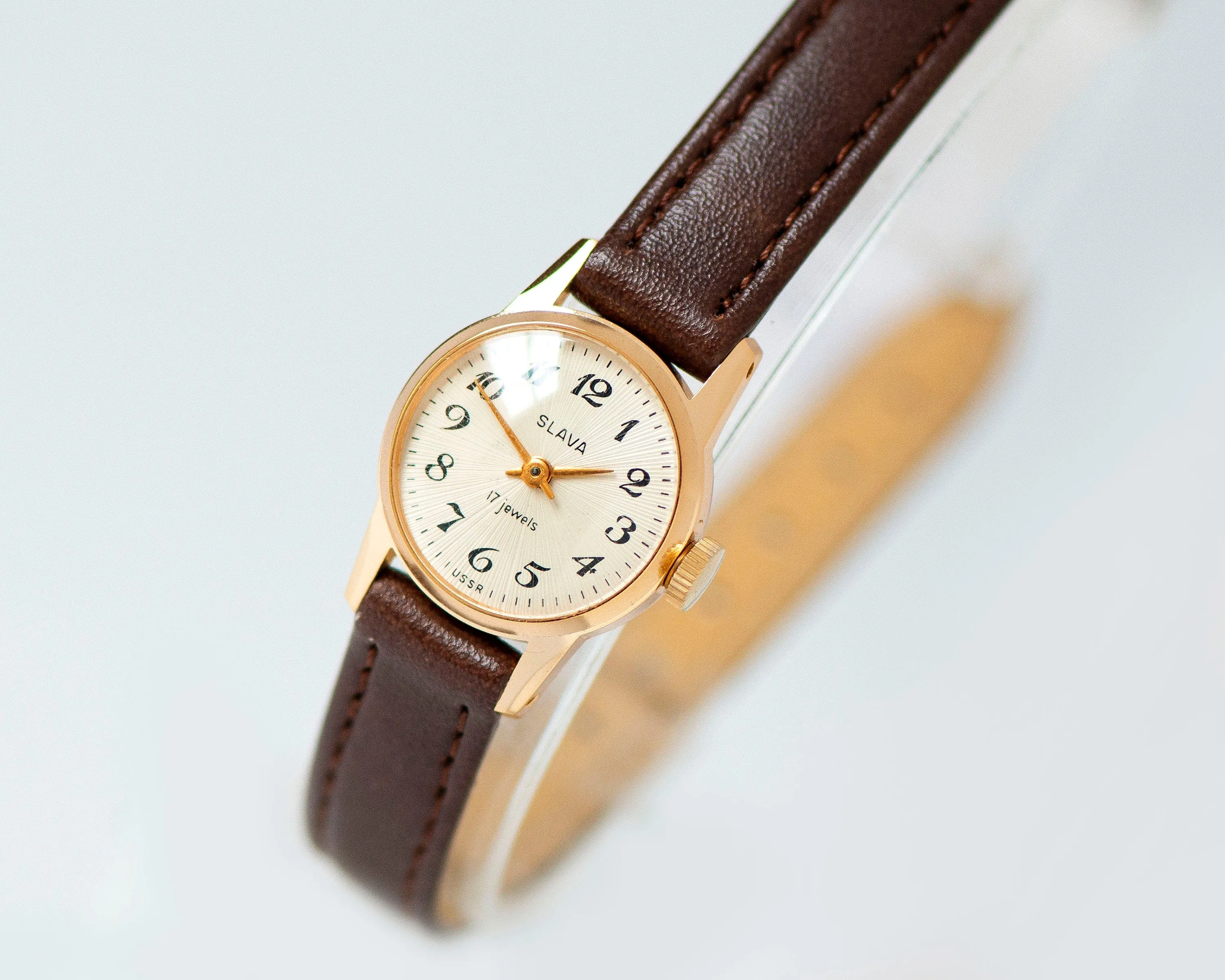New old stock lady watch tiny gold shade Glory classic lady watch delicate vintage accessory gift small wrist watch new premium leather band