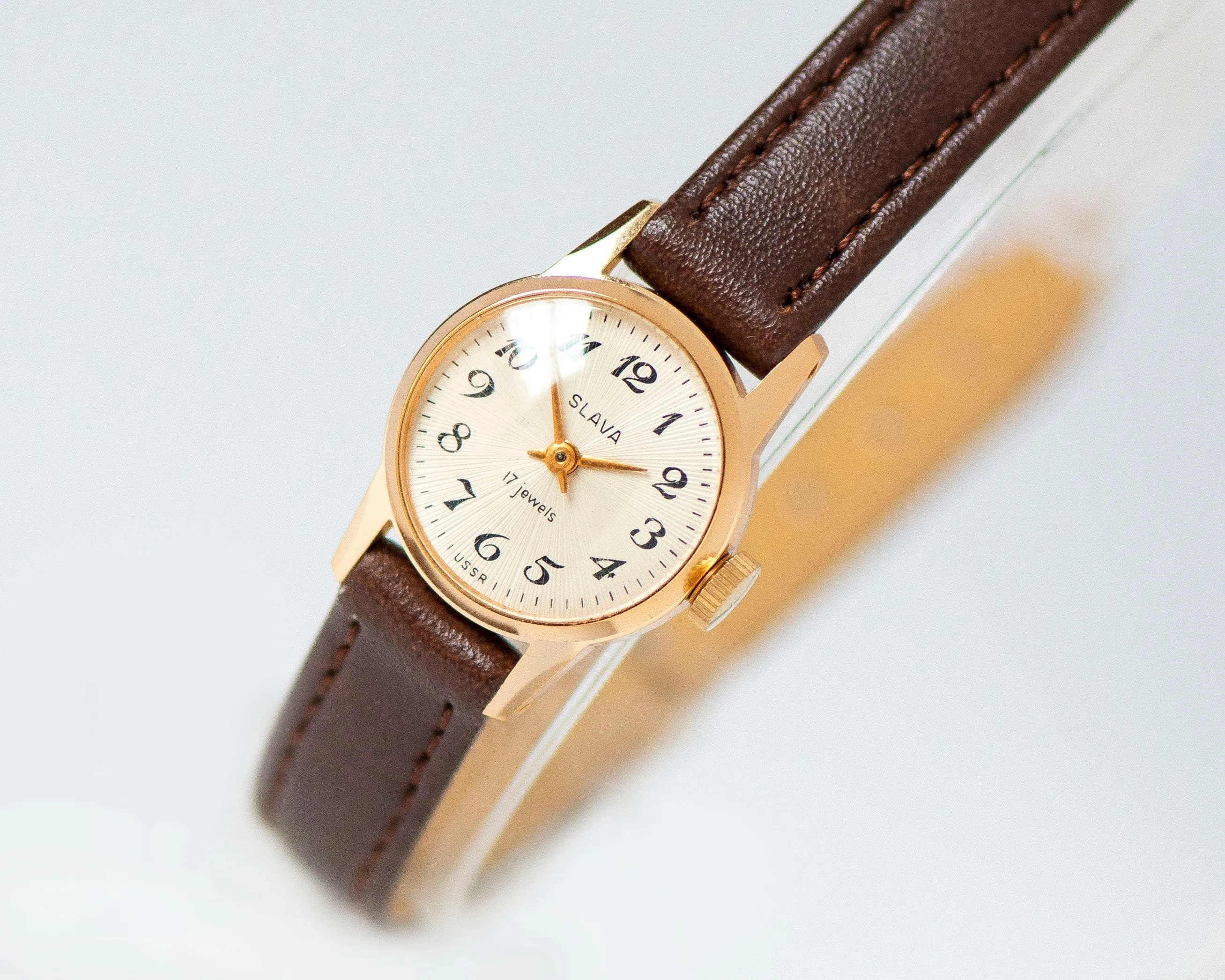 New old stock lady watch tiny gold shade Glory classic lady watch delicate vintage accessory gift small wrist watch new premium leather band