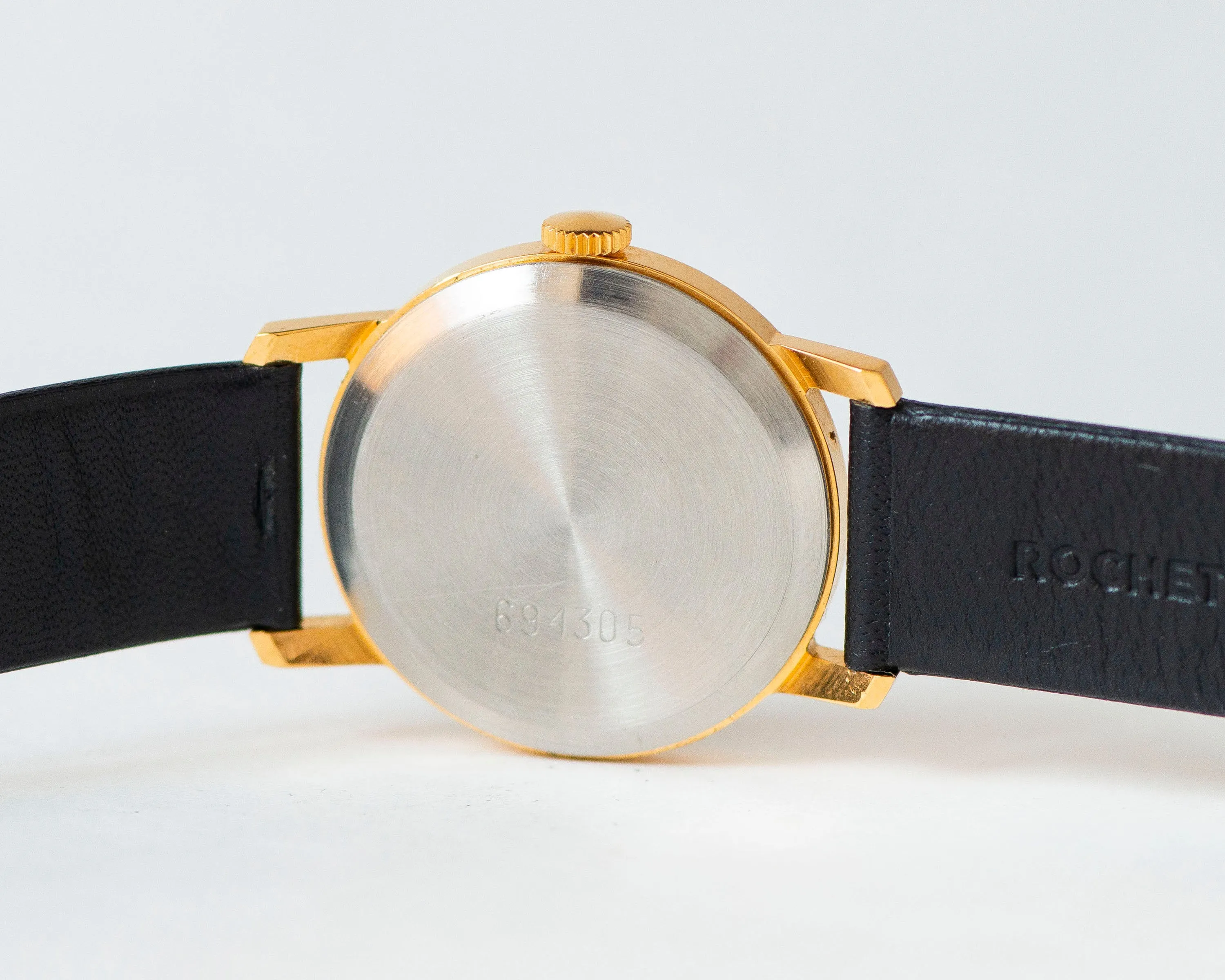 New old stock unisex watch Pobeda gold plated, yellow dial watch minimalist, vintage watch Arabic numerals gift, new premium leather strap