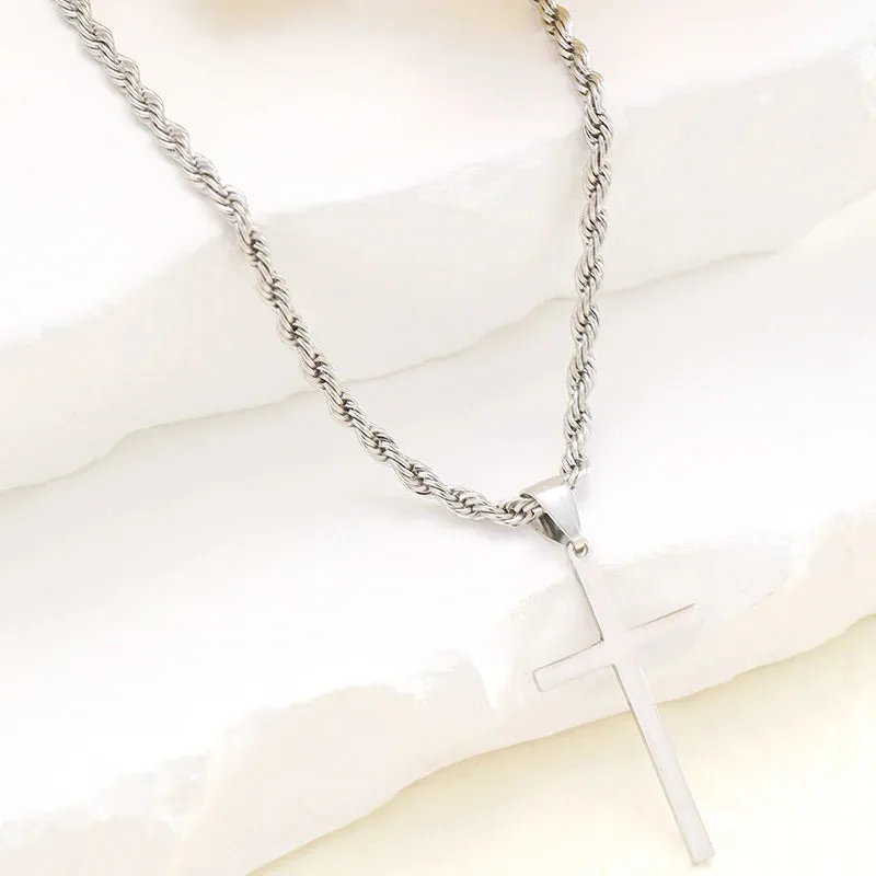 New Stainless Steel Cross Pendant Necklace Minimalist Jewelry