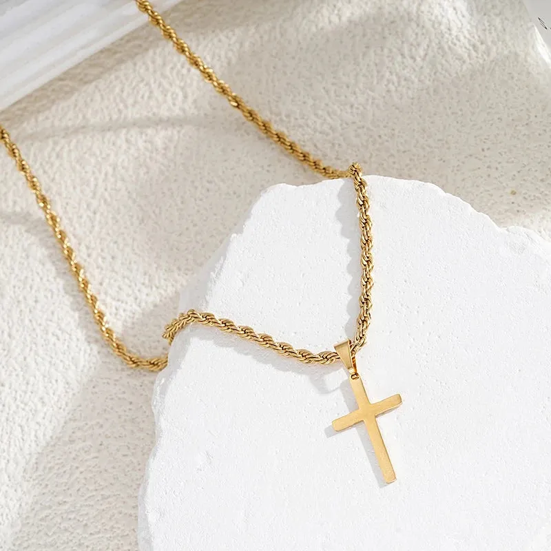New Stainless Steel Cross Pendant Necklace Minimalist Jewelry