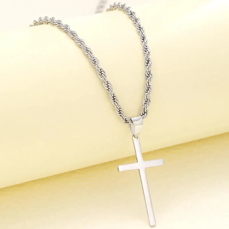 New Stainless Steel Cross Pendant Necklace Minimalist Jewelry