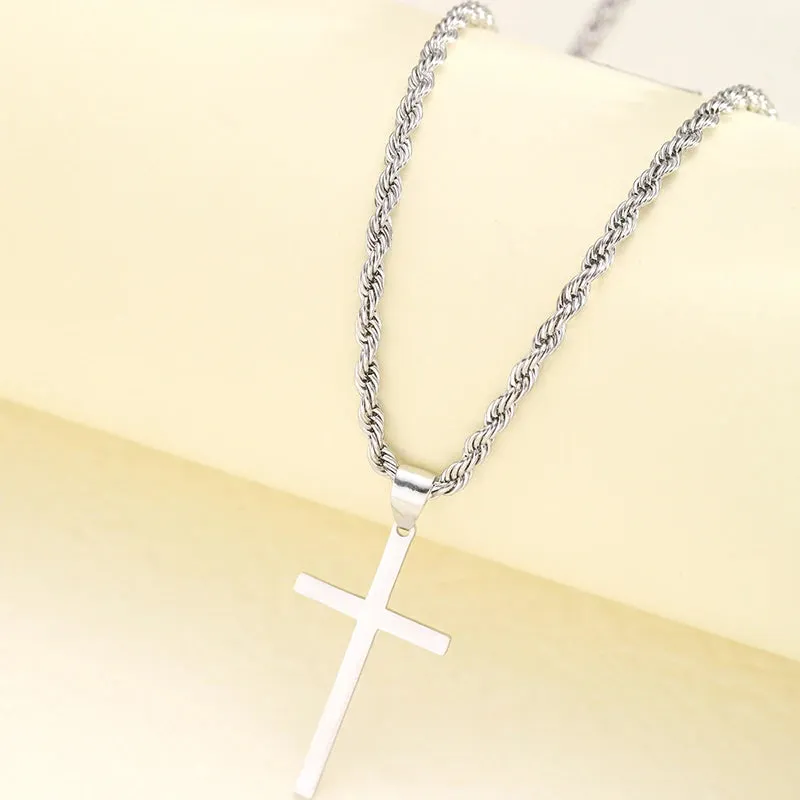 New Stainless Steel Cross Pendant Necklace Minimalist Jewelry