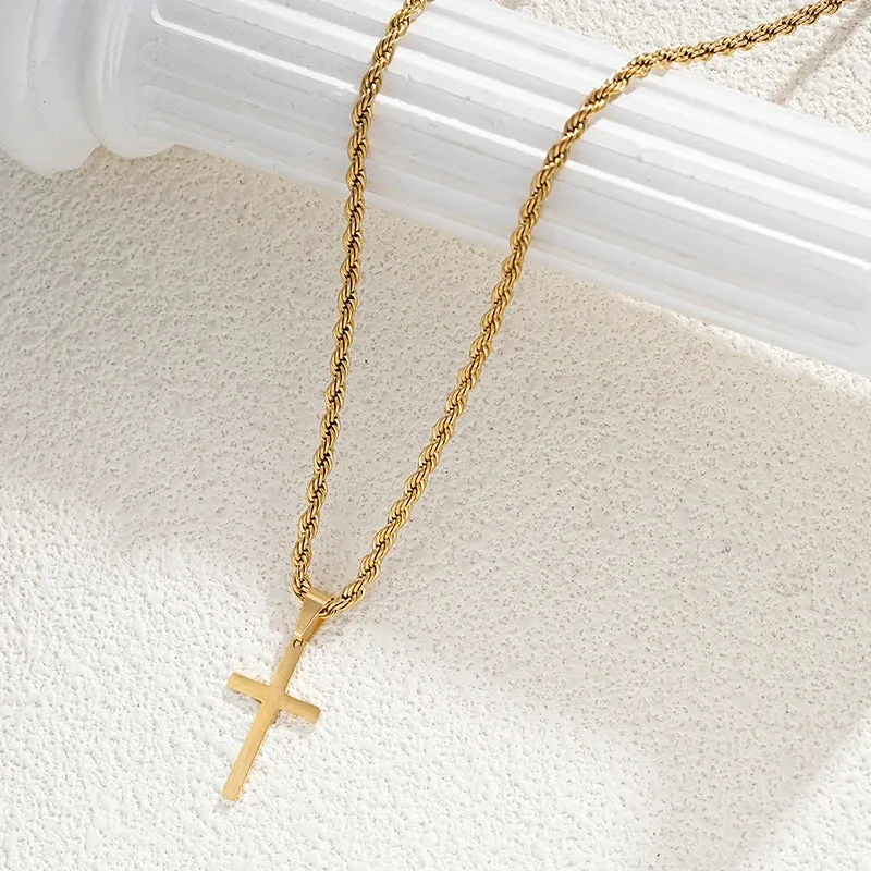 New Stainless Steel Cross Pendant Necklace Minimalist Jewelry