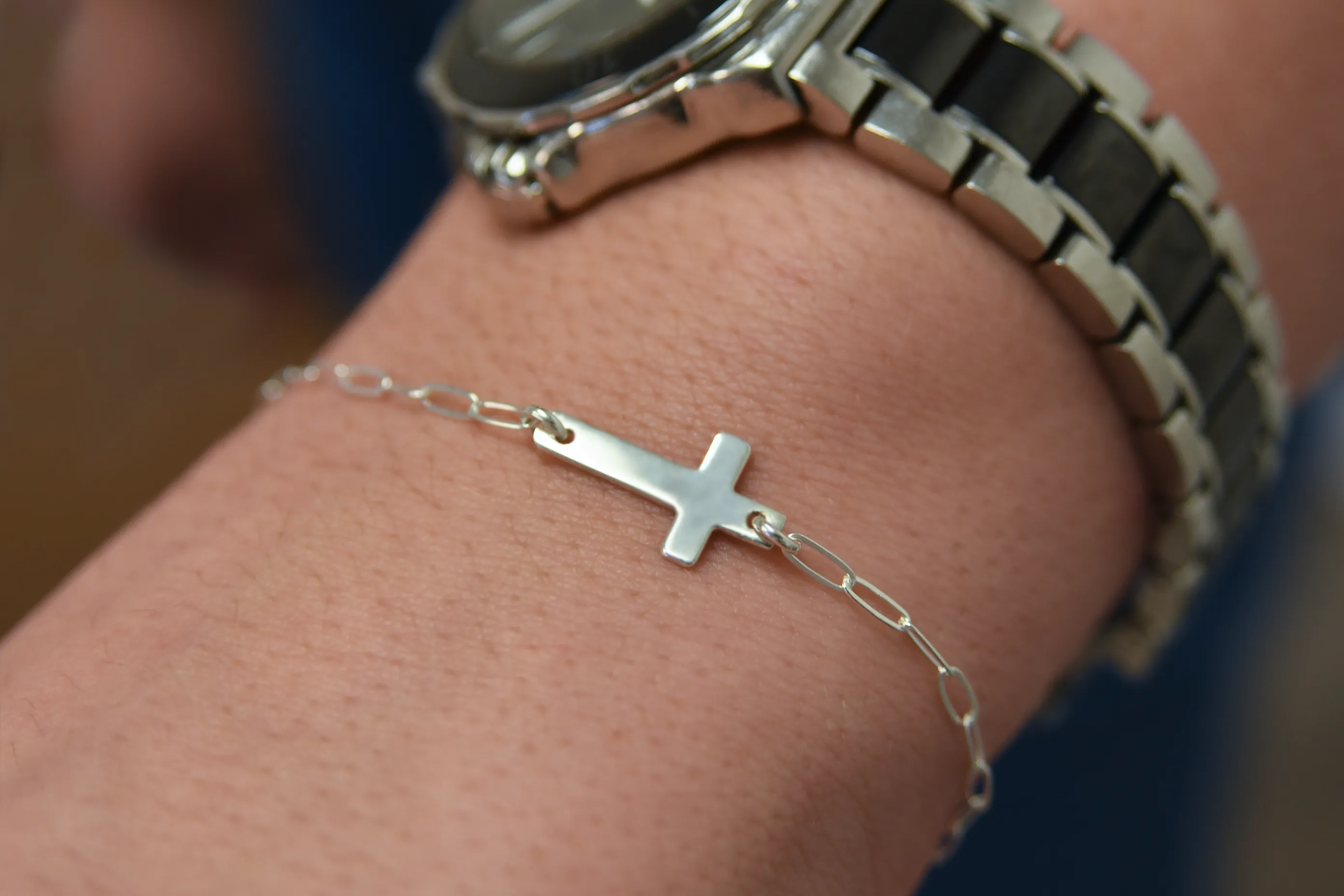 noah sideways cross necklace/bracelet/anklet • prayer for my grandmother