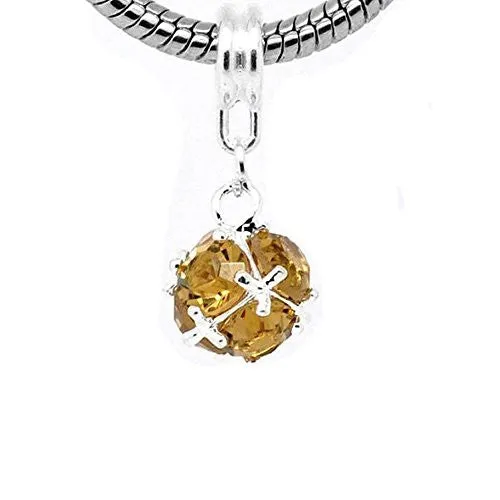 November Birthstone European Bead Compatible for Most European Snake Chain Charm Bracelet