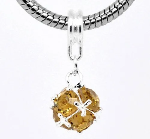 November Birthstone European Bead Compatible for Most European Snake Chain Charm Bracelet