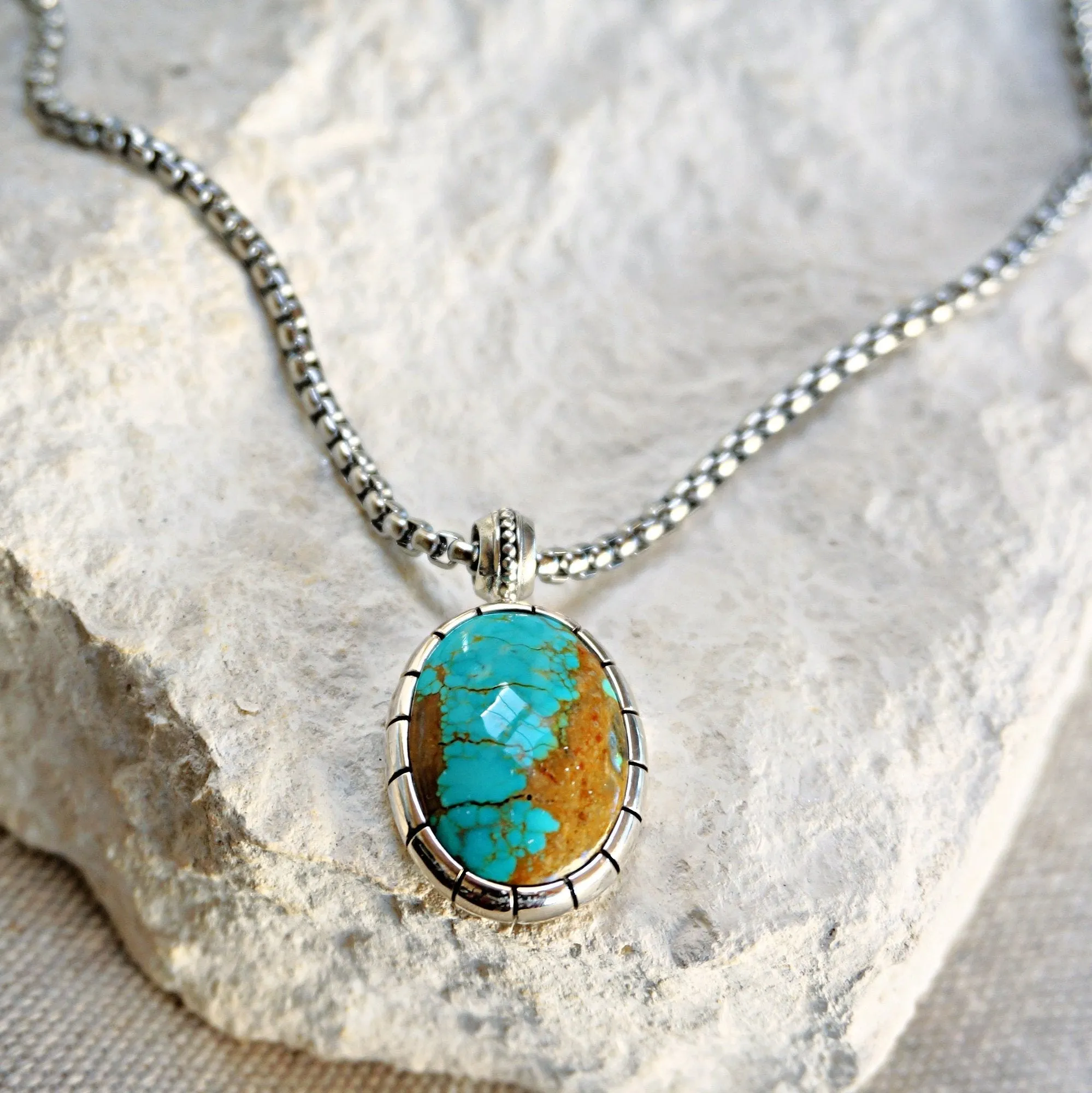 Number 8 Turquoise Pendant Necklace