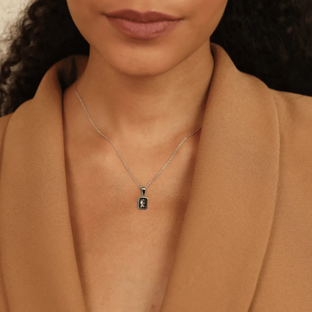 Octagon Moss Green Agate Pendant Necklace