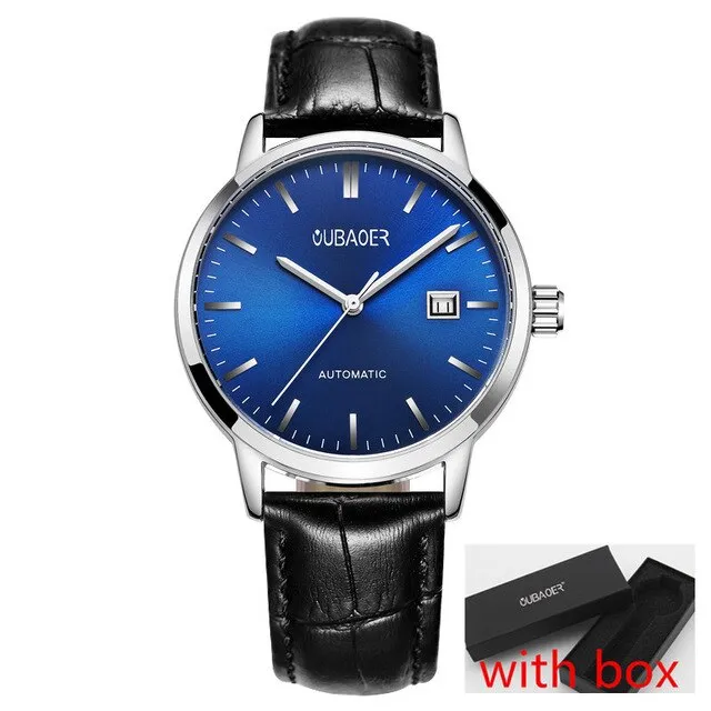 OUBAOER 2019 men's watches top luxury brand leather business Automatic watch Calendar display clock waterproof relogio masculino