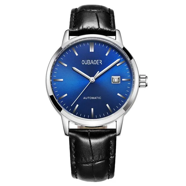 OUBAOER 2019 men's watches top luxury brand leather business Automatic watch Calendar display clock waterproof relogio masculino