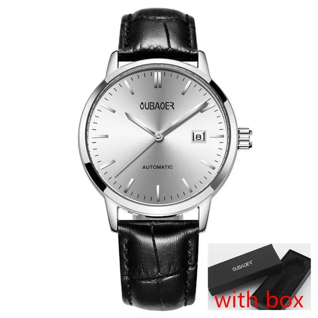 OUBAOER 2019 men's watches top luxury brand leather business Automatic watch Calendar display clock waterproof relogio masculino