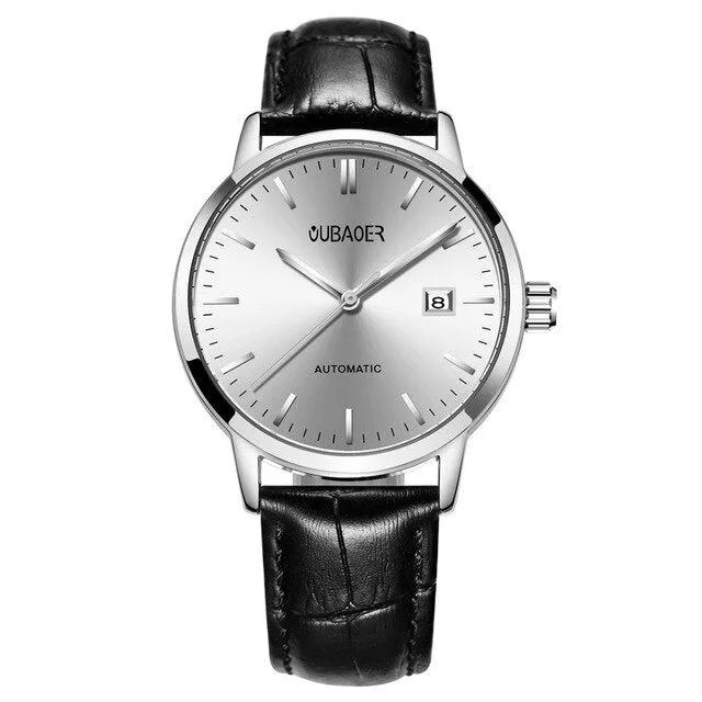 OUBAOER 2019 men's watches top luxury brand leather business Automatic watch Calendar display clock waterproof relogio masculino