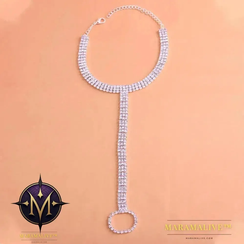 Outfit Stretch Ankle Bracelets Jewelry Bohemian Mittens Rhinestone Toe Rings Anklets Accessories for Women Jewellery