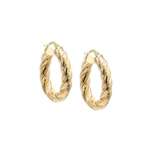 Oval Rope Twist Hoop Earring 14K