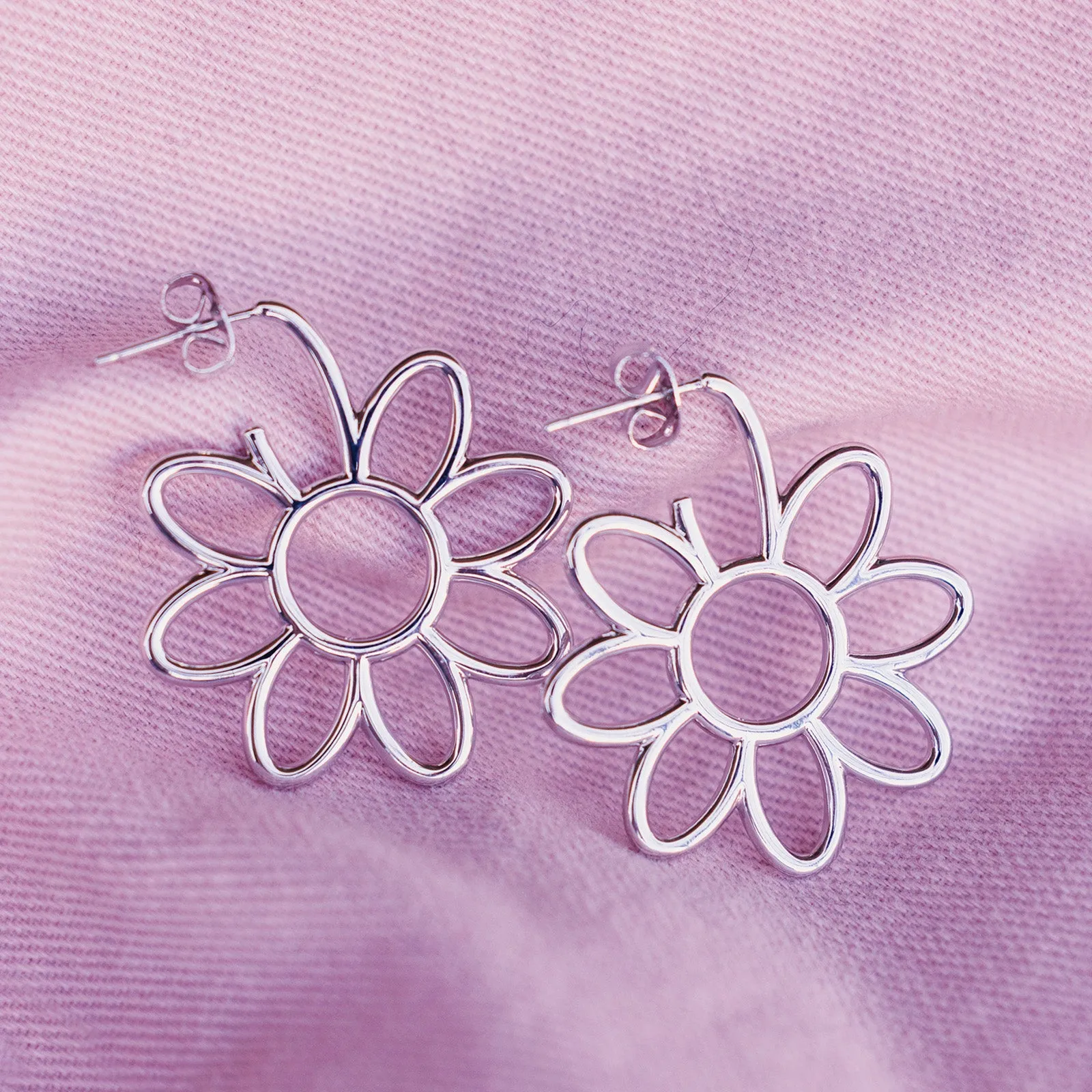 Oversized Daisy Hoop Earrings