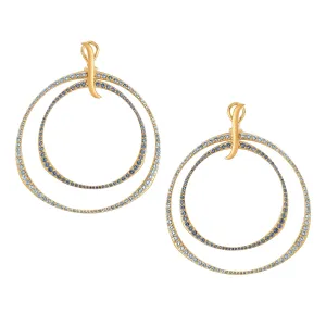 Oversized Ombre Blue Sapphire Double Hoop Earrings