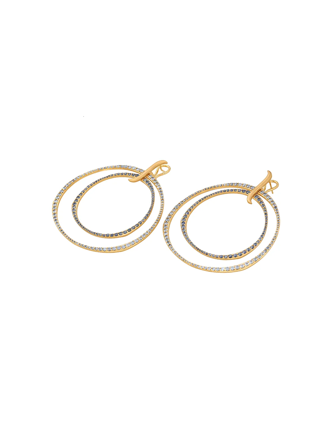 Oversized Ombre Blue Sapphire Double Hoop Earrings