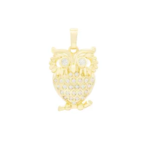 Owl Pendant 14K Anklet Gold Filled Cubic Zirconia Charm Rope Chain Set 10" WomenJewelry
