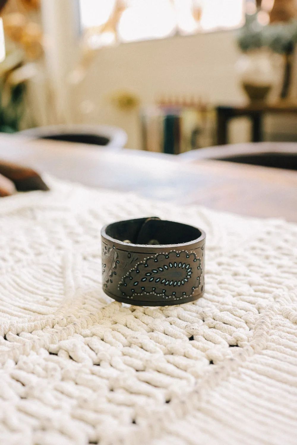Paisley Pressed Leather Cuff Bracelets.