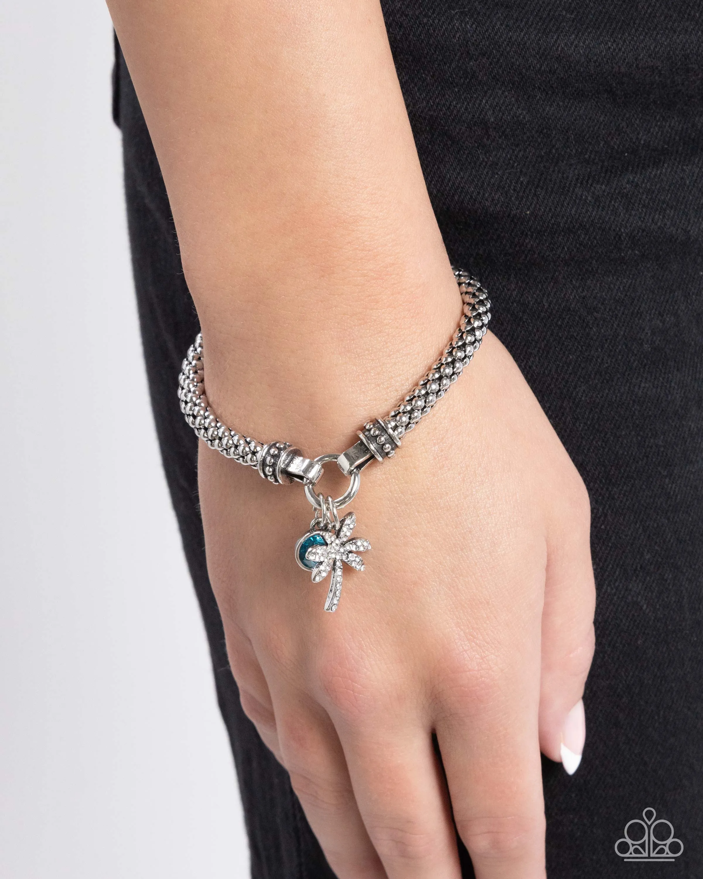 Palm Beach Bling - Blue - Gem Silver Tree Paparazzi Stretchy Bracelet
