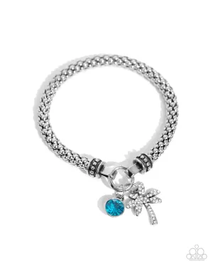 Palm Beach Bling - Blue - Gem Silver Tree Paparazzi Stretchy Bracelet