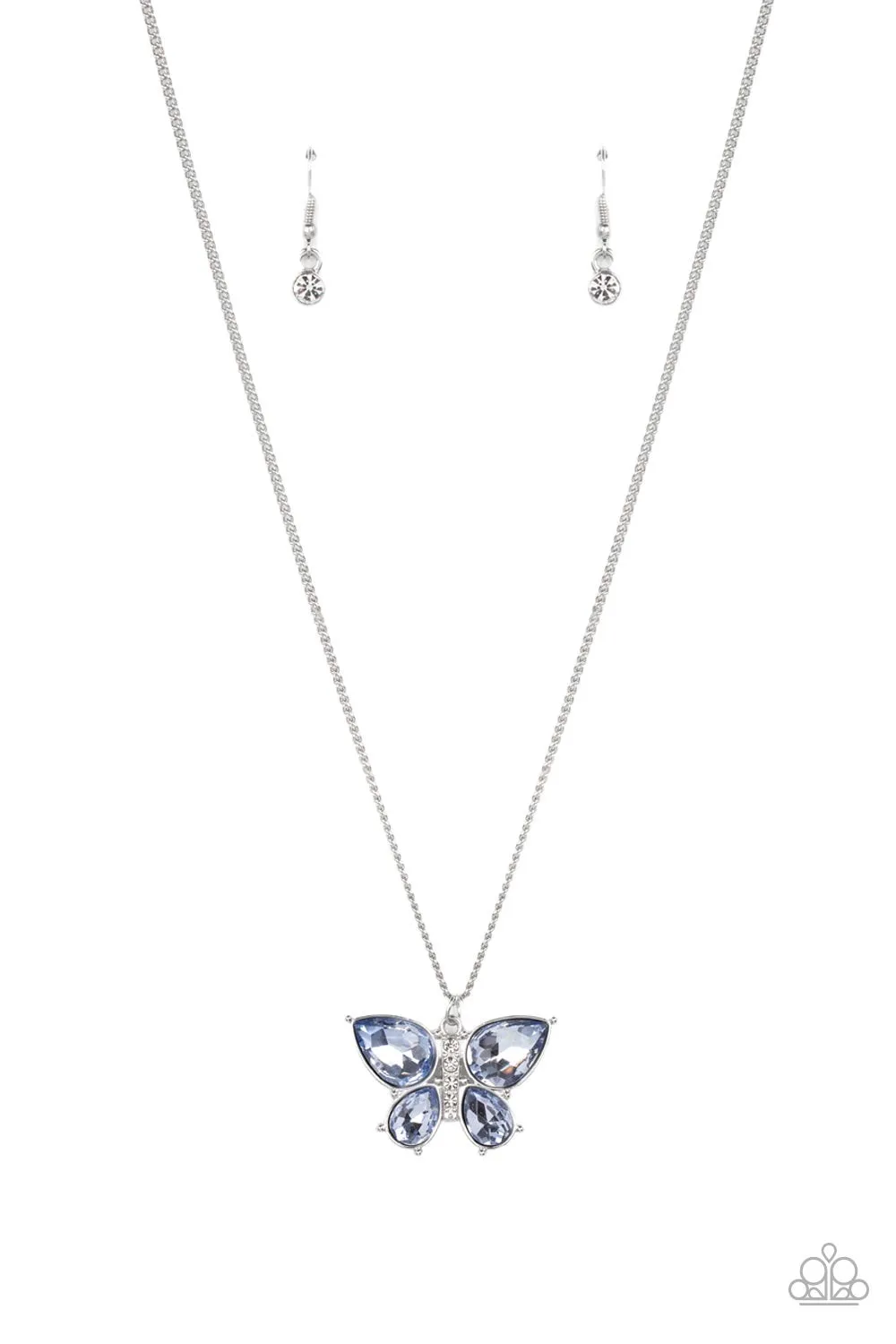 Paparazzi 2 Piece Blue Butterfly Set- Free-Flying Flutter - Blue Necklace & Butterfly Beatitude - Blue Bracelet