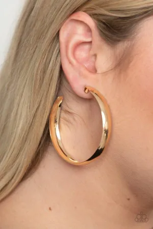 Paparazzi BEVEL In It - Gold Hoop Earrings