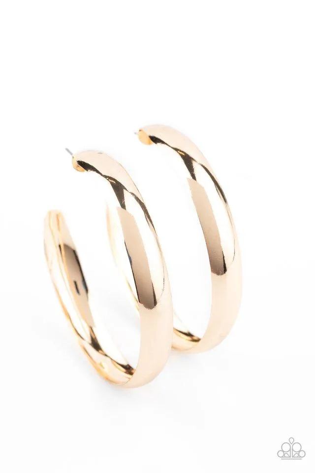 Paparazzi BEVEL In It - Gold Hoop Earrings