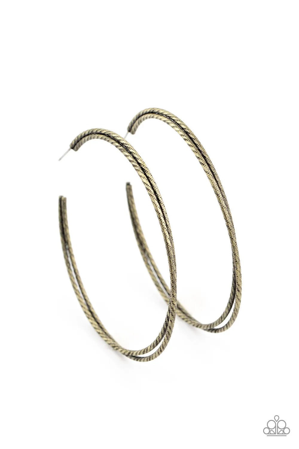 Paparazzi Curved Couture - Brass Hoop Earrings