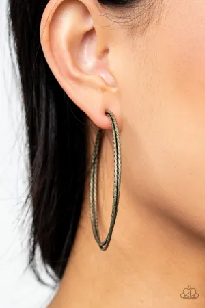 Paparazzi Curved Couture - Brass Hoop Earrings