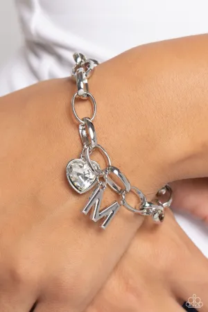 Paparazzi - Guess Now Its INITIAL - White - M Bracelet