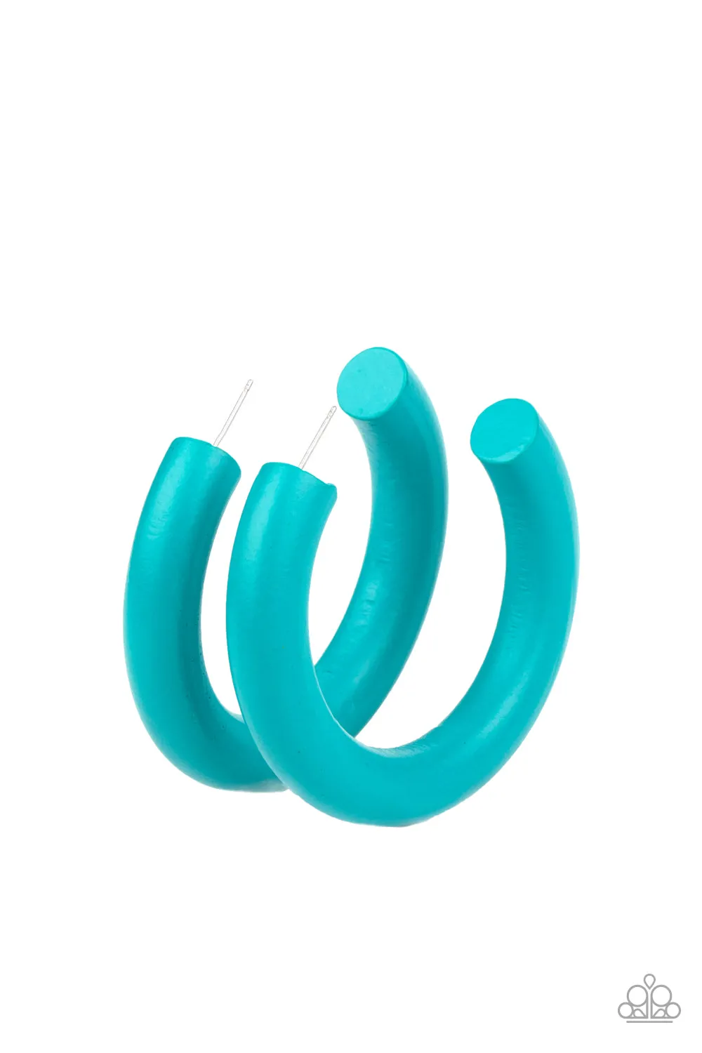 Paparazzi I WOOD Walk 500 Miles - Blue Wooden Hoop Earrings