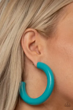 Paparazzi I WOOD Walk 500 Miles - Blue Wooden Hoop Earrings