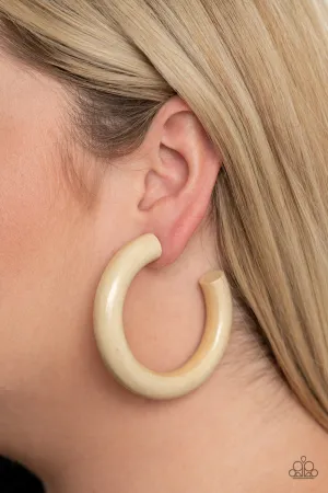Paparazzi I WOOD Walk 500 Miles White Hoop Earrings