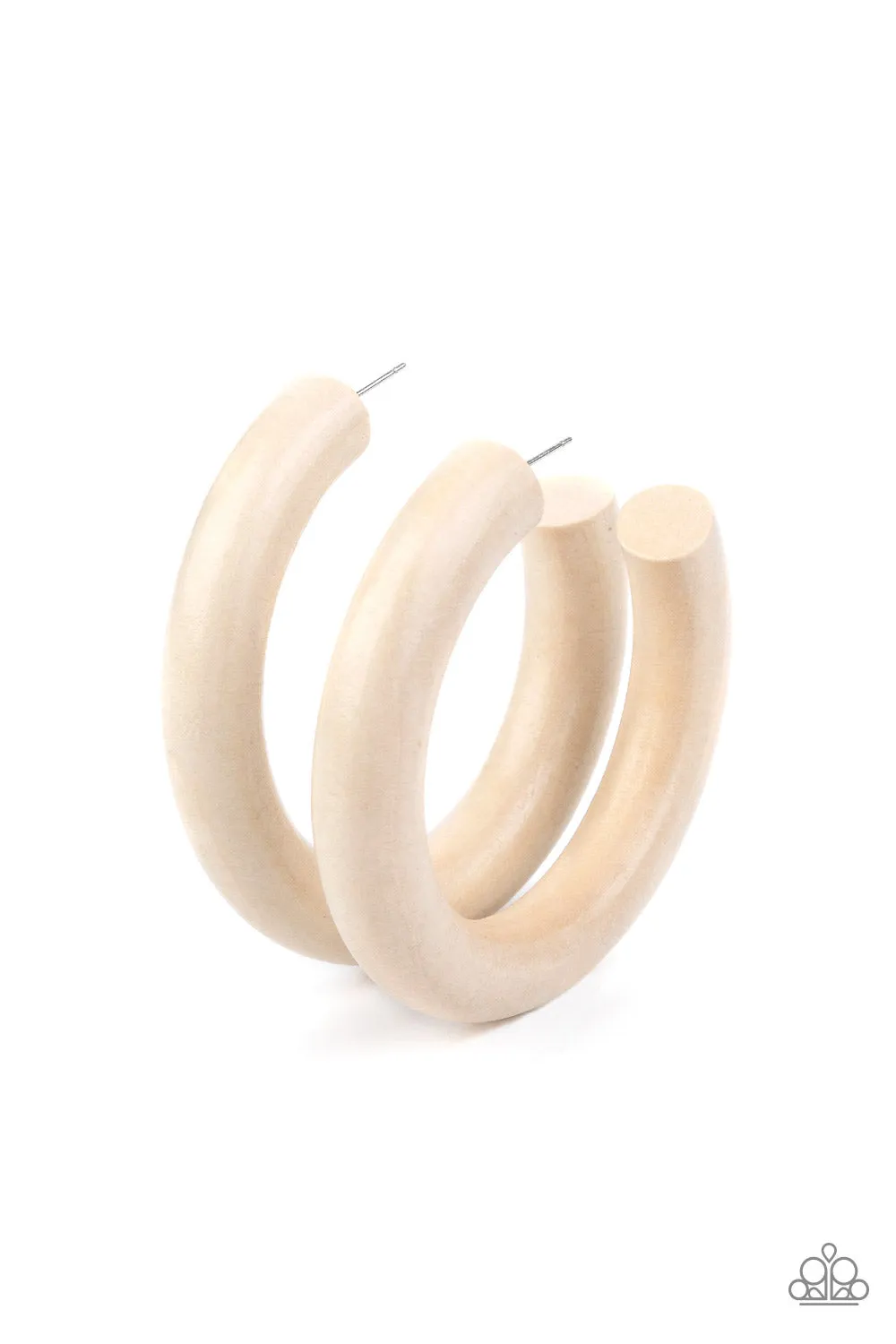 Paparazzi I WOOD Walk 500 Miles White Hoop Earrings