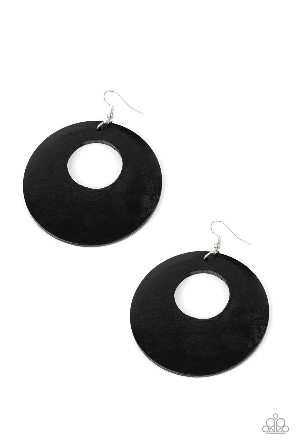 Paparazzi Island Hop - Black Wooden Earrings