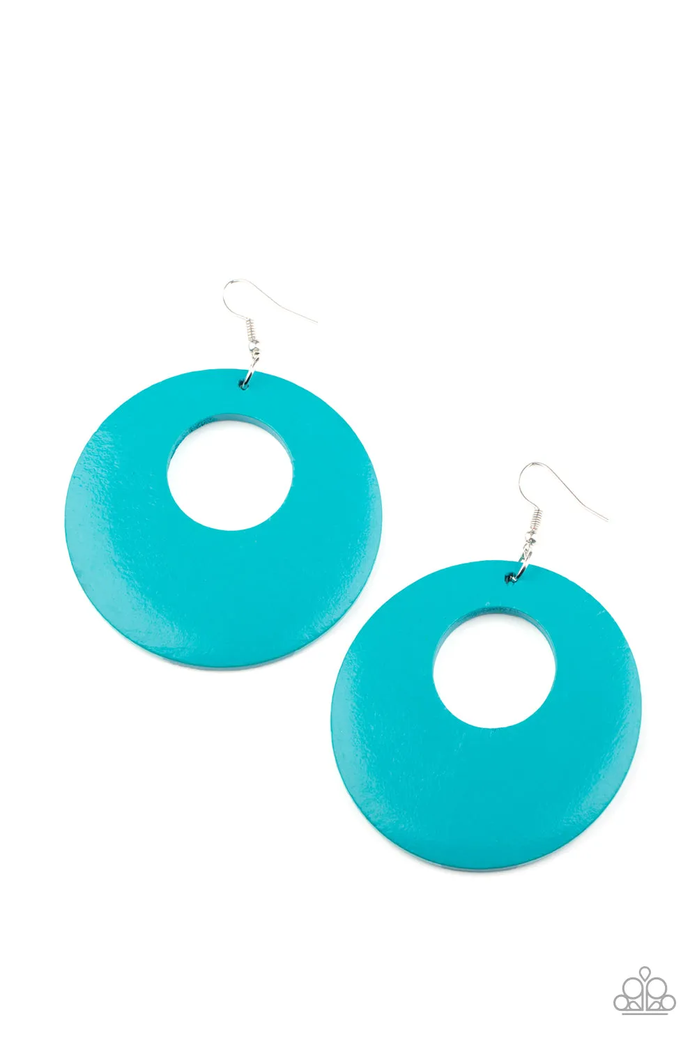 Paparazzi Island Hop - Blue Wooden Earrings