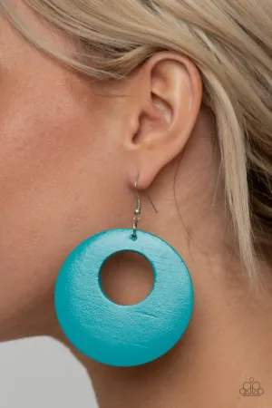 Paparazzi Island Hop - Blue Wooden Earrings