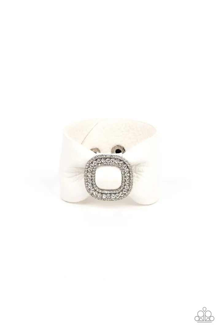 PAPARAZZI - LIGHTS, SELFIE, ACTION! - White Leather Bracelet