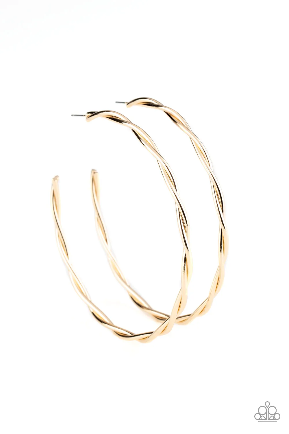 Paparazzi Out of Control Curves - Gold Hoop Earrings