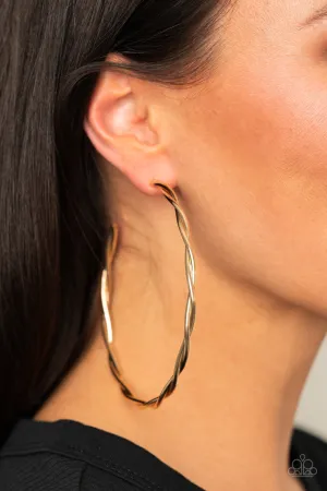 Paparazzi Out of Control Curves - Gold Hoop Earrings