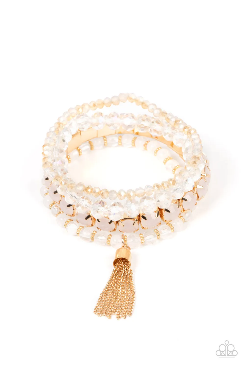 Paparazzi "Day Trip Trinket" Gold Metal & A Mismatched of Stretch Style Bracelet Set of 4
