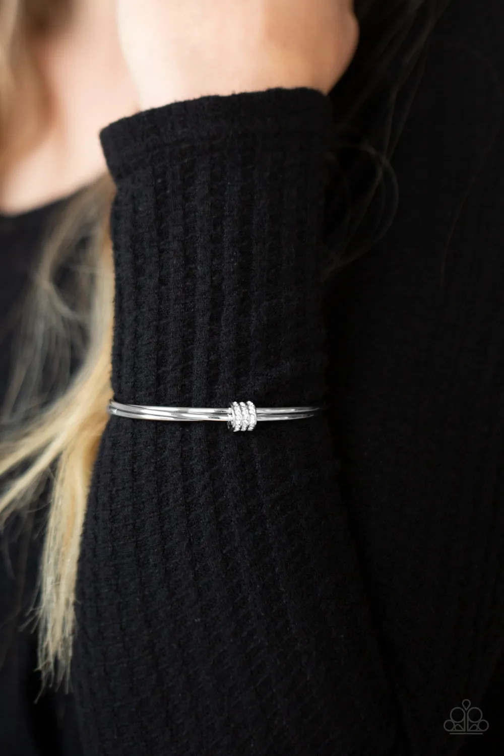 Paparazzi Roll Out The Rhinestones - White Bangle Bracelets