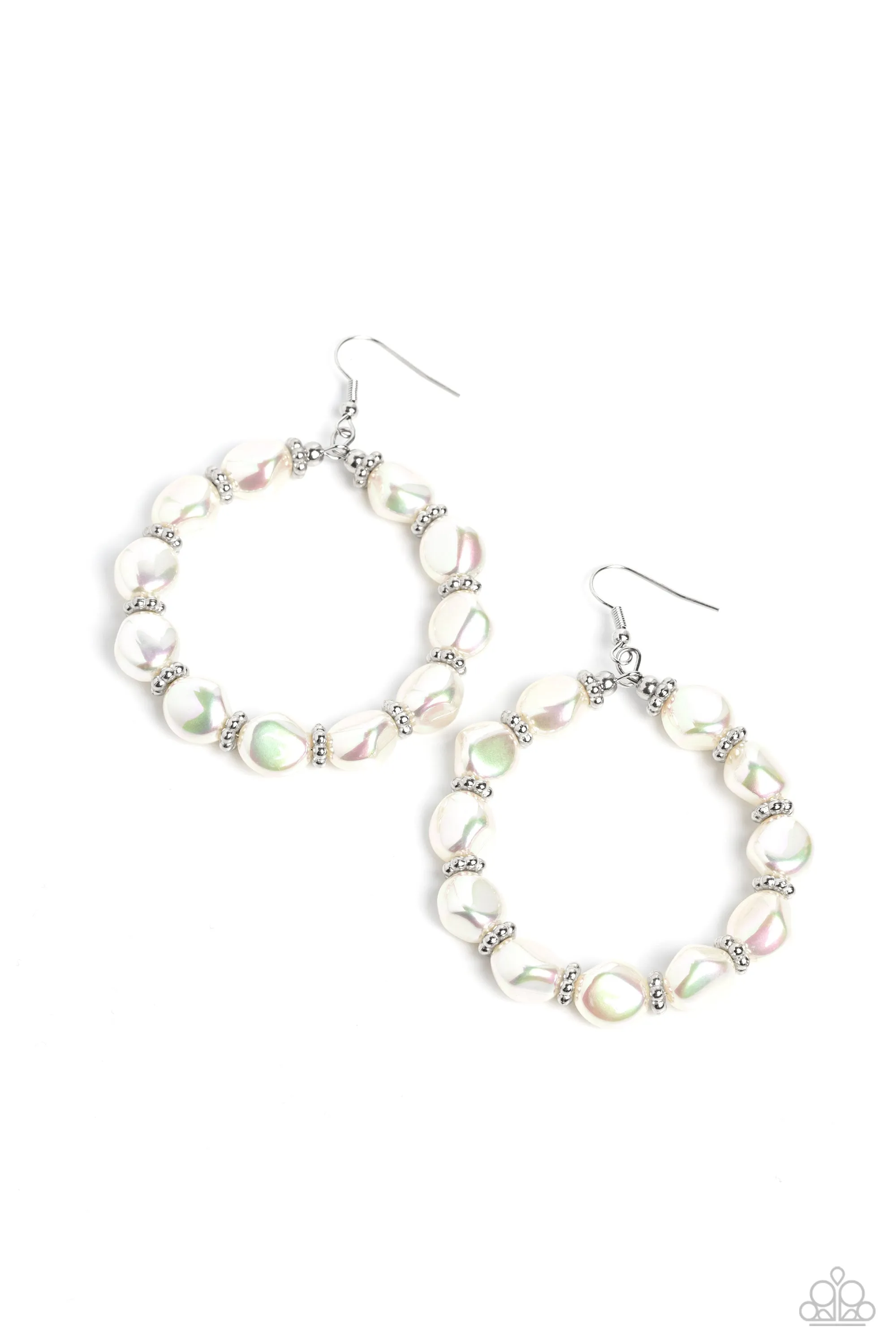 Paparazzi The PEARL Next Door Earrings White (Iridescent)