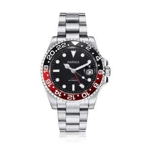 Parnis 40mm Watch Men Automatic Mechanical Watches GMT Luxury Sapphire Crystal Ceramic Bezel Luminous Waterproof Male Wristwatch