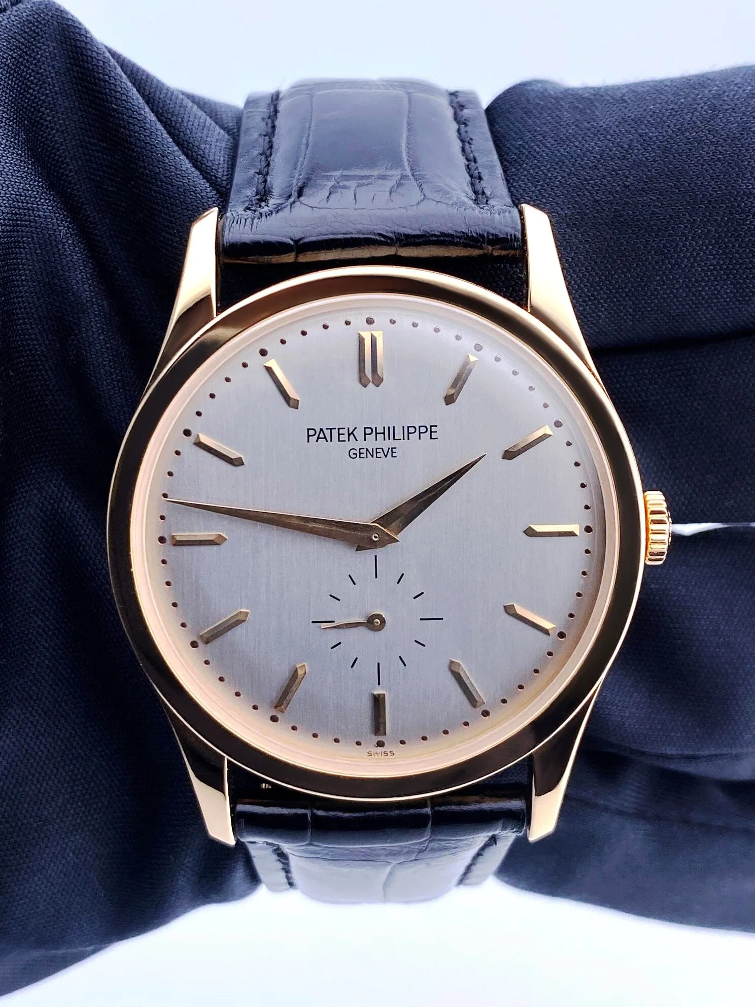 Patek Philippe Calatrava 5196R 18K Rose Gold Mens Watch Papers