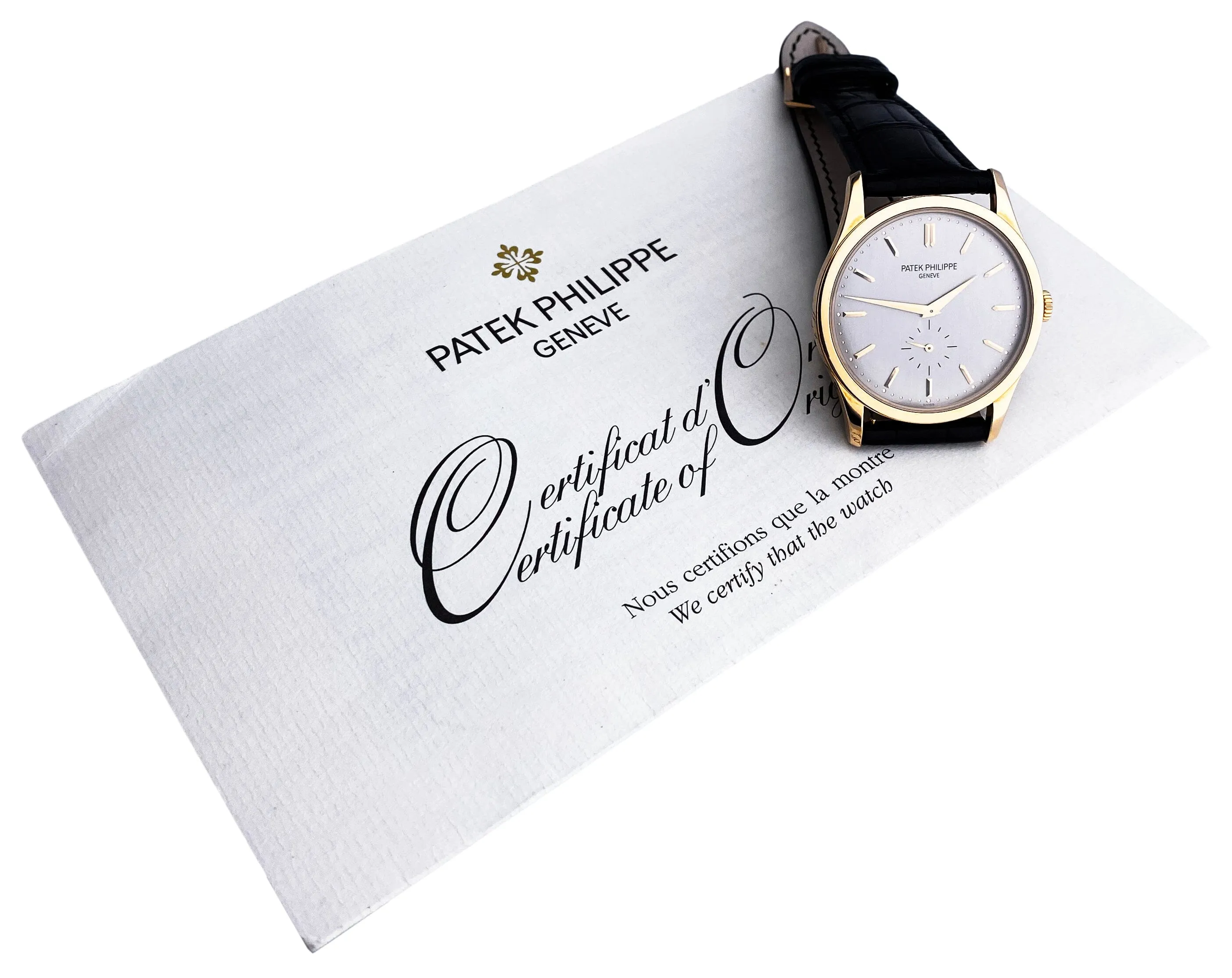 Patek Philippe Calatrava 5196R 18K Rose Gold Mens Watch Papers