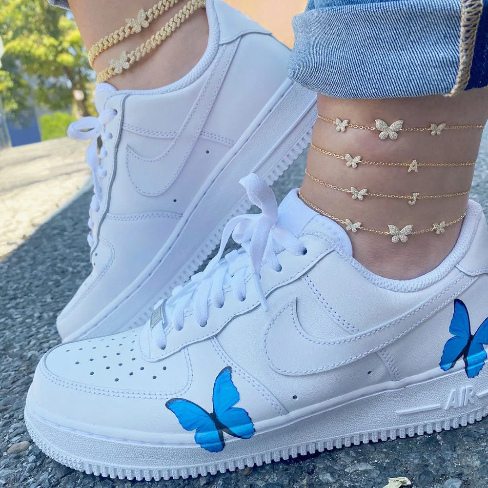 Pavé Butterfly Initial Anklet